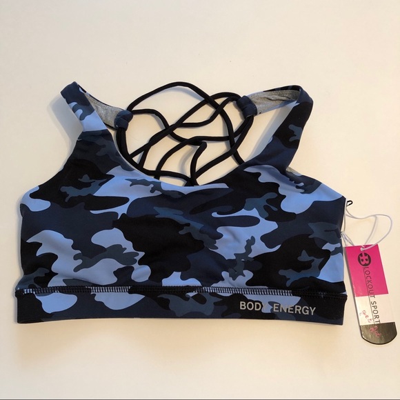 blue camo sports bra
